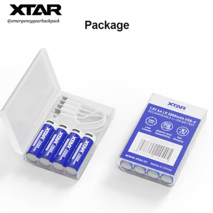 XTAR 1.5V AA LR 2000mAh USB-C Rechargeable Lithium-ion Battery