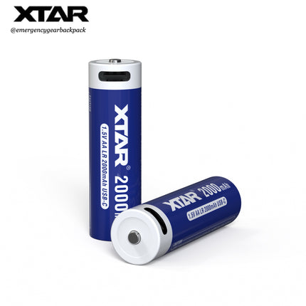 XTAR 1.5V AA LR 2000mAh USB-C Rechargeable Lithium-ion Battery