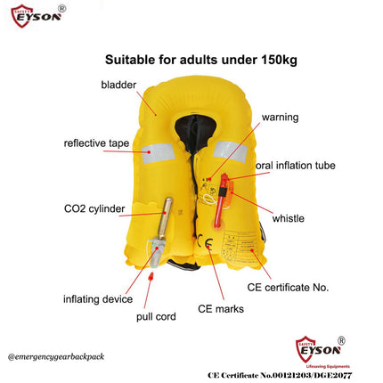EYSON YSH701 Inflatable Life Jacket CE/SOLAS Certified