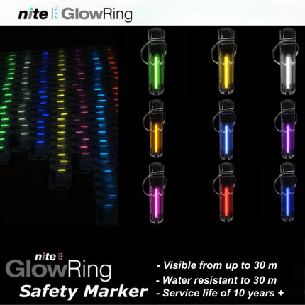 Clear Nite GlowRing Safety Marker พวงกุญแจเรืองแสง 9 สี สำหรับ EDC แคมป์ปิ้ง ดำน้ำ และอุปกรณ์ฉุกเฉิน
