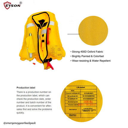 EYSON ES639720 Inflatable Life Jacket CE/SOLAS Certified