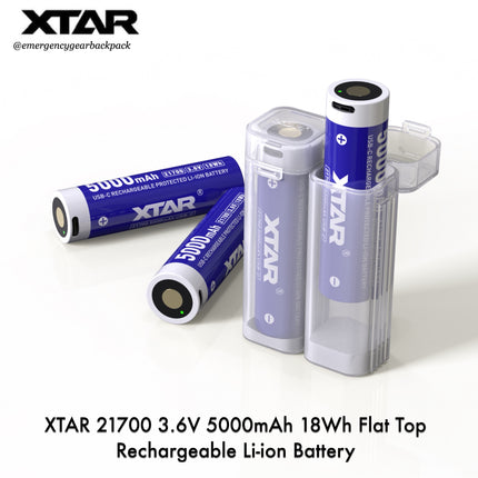 XTAR rechargeable Li-ion batteries on a white background