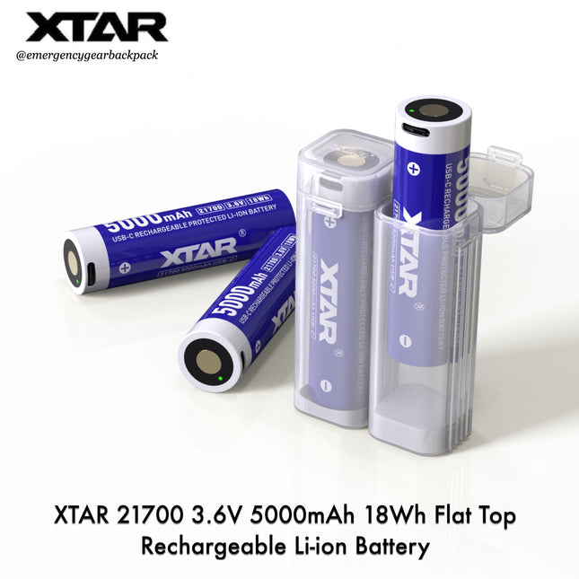 XTAR rechargeable Li-ion batteries on a white background