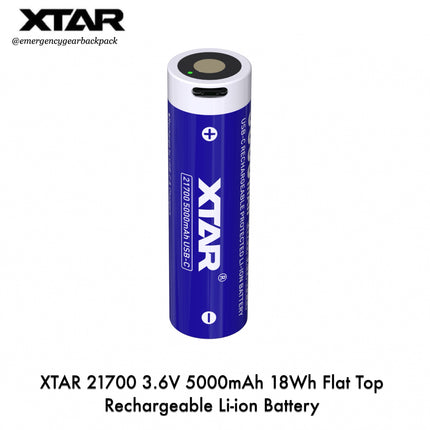 XTAR rechargeable Li-ion battery on a white background