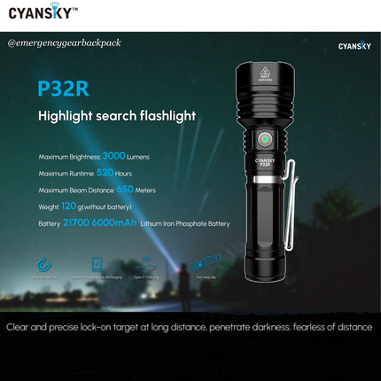 Cyansky P32R Highlight Searchlight 3000 Lumens 650M