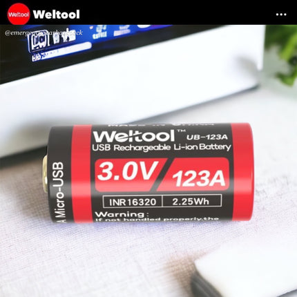 Weltool UB-123A 750mAh 3.0V USB Rechargeable Li-ion Battery