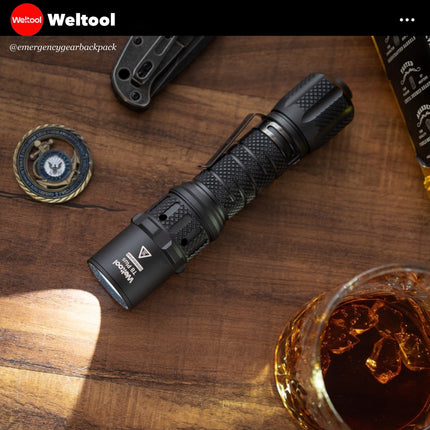 Weltool T8Plus TAC Tactical Flashlight 2180 Lumens 636M