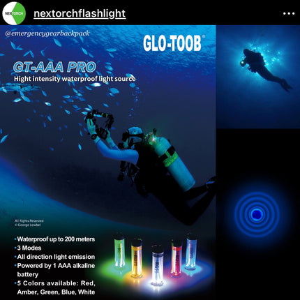 NEXTORCH Glo-Toob GT-AAA PRO Emergency Marker Light 200M Diving Depth