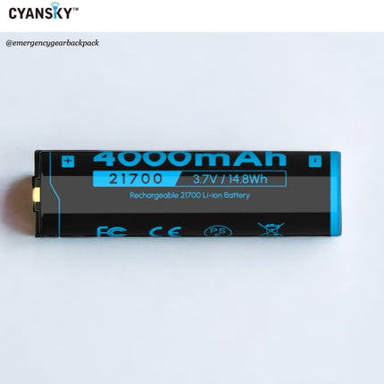 Cyansky BL2140P 21700 4000mAh 3.7V 35A High Drain Li - ion Rechargeable Battery - Emergency Gear Backpack
