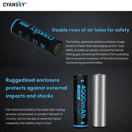 Cyansky BL2140P 21700 4000mAh 3.7V 35A High Drain Li - ion Rechargeable Battery - Emergency Gear Backpack