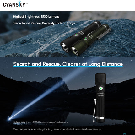 Cyansky H1R MAX Multifunctional Searchlight 1500 Lumens 460M - Emergency Gear Backpack