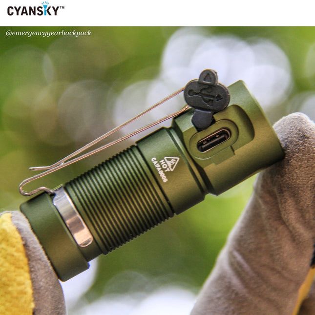 Cyansky M23R HIgh Performannce EDC Flashlight 1200 Lumens 110M - Emergency Gear Backpack
