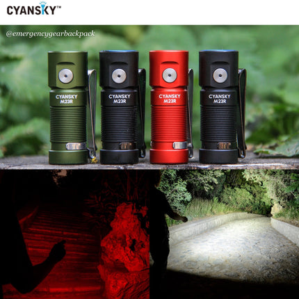 Cyansky M23R HIgh Performannce EDC Flashlight 1200 Lumens 110M - Emergency Gear Backpack