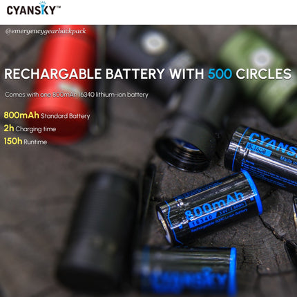 Cyansky M23R HIgh Performannce EDC Flashlight 1200 Lumens 110M - Emergency Gear Backpack