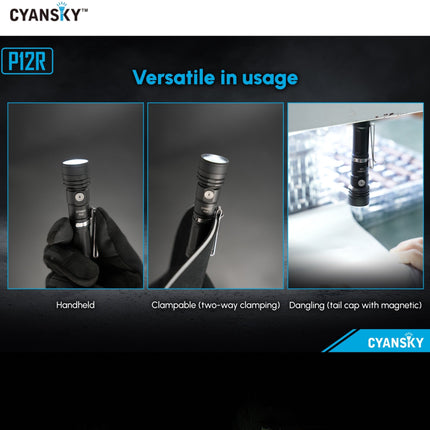 Cyansky P12R Multifunction EDC Flashlight 1300 Lumens 240M - Emergency Gear Backpack