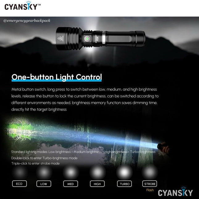 Cyansky P32R Highlight Searchlight 3000 Lumens 650M - Emergency Gear Backpack
