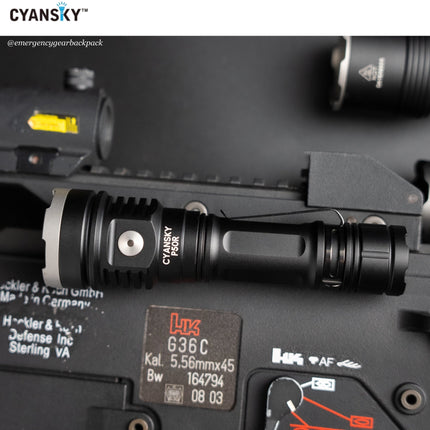 Cyansky P50R High Performance Outdoor Flashlight 12000 Lumens 328M - Emergency Gear Backpack