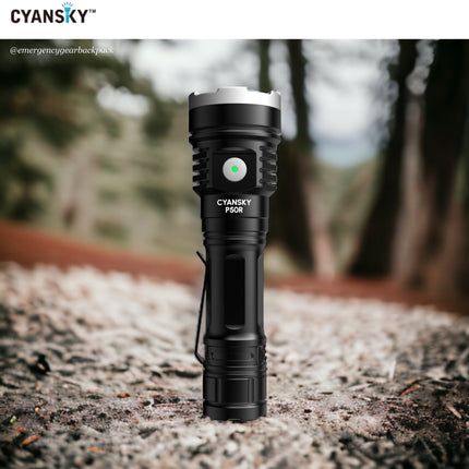 Cyansky P50R High Performance Outdoor Flashlight 12000 Lumens 328M - Emergency Gear Backpack