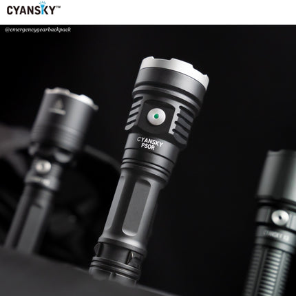 Cyansky P50R High Performance Outdoor Flashlight 12000 Lumens 328M - Emergency Gear Backpack