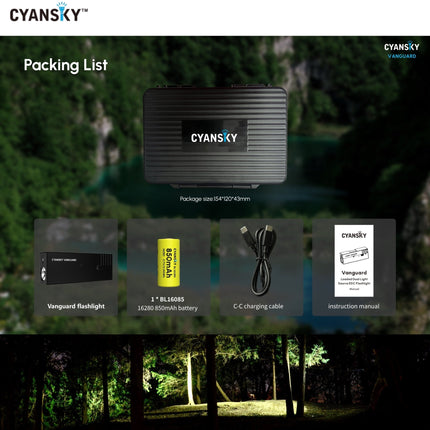 Cyansky Vanguard 1500 Lumens 410M Dual Light Source EDC Flashlight - Emergency Gear Backpack