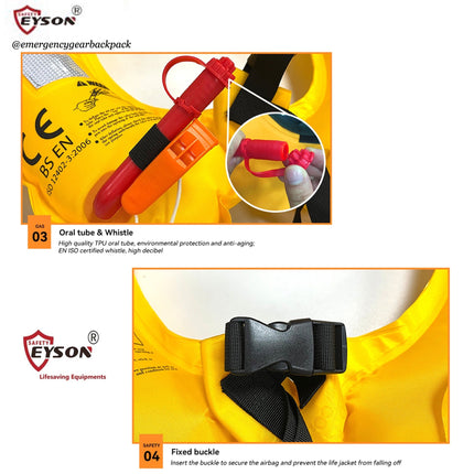 EYSON CCS602 Waist Inflatable Life Jacket CE/SOLAS Certified - Emergency Gear Backpack