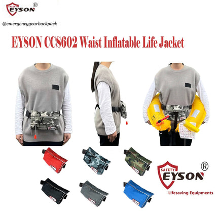 EYSON CCS602 Waist Inflatable Life Jacket CE/SOLAS Certified - Emergency Gear Backpack