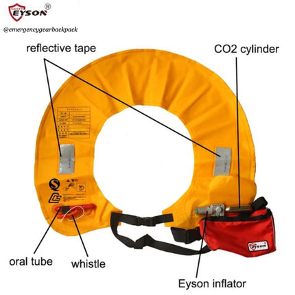 EYSON CCS602 Waist Inflatable Life Jacket CE/SOLAS Certified - Emergency Gear Backpack