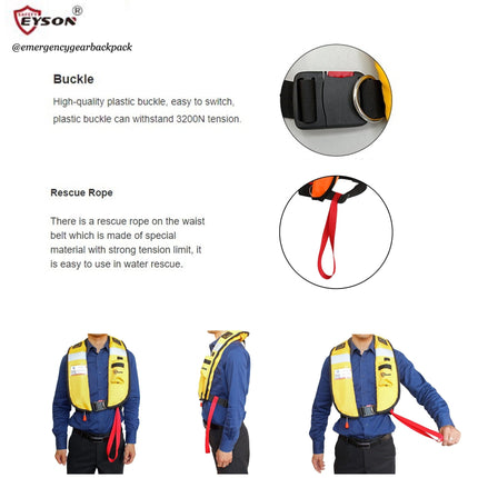 EYSON ES639720 Inflatable Life Jacket CE/SOLAS Certified - Emergency Gear Backpack