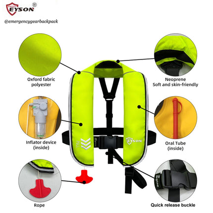 EYSON YSH701 Inflatable Life Jacket CE/SOLAS Certified - Emergency Gear Backpack