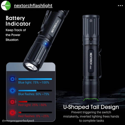 NEXTORCH E52C 3000 LM 210M Outdoor Flashlight - Emergency Gear Backpack