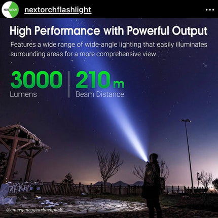 NEXTORCH E52C 3000 LM 210M Outdoor Flashlight - Emergency Gear Backpack