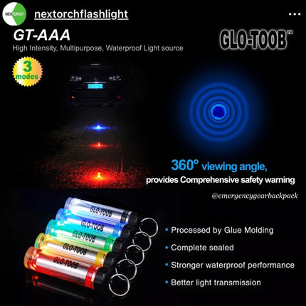 NEXTORCH Glo - Toob GT - AAA PRO Emergency Marker Light 200M Diving Depth - Emergency Gear Backpack
