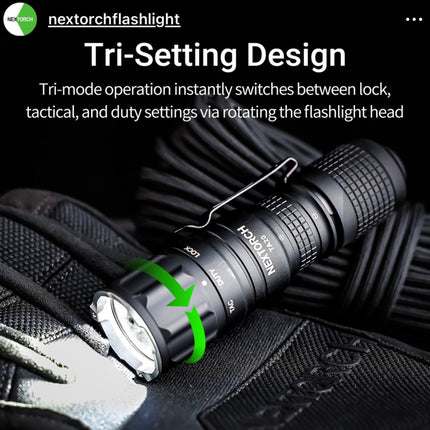 NEXTORCH TA20 Tri - Setting Compact Tactical Flashlight 1000LMS 210M - Emergency Gear Backpack