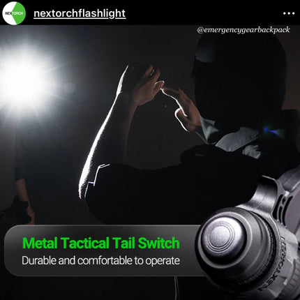 NEXTORCH TA20 Tri - Setting Compact Tactical Flashlight 1000LMS 210M - Emergency Gear Backpack