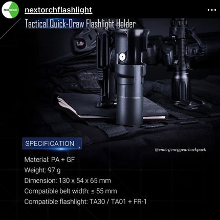 NEXTORCH TA20 Tri - Setting Compact Tactical Flashlight 1000LMS 210M - Emergency Gear Backpack