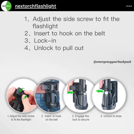 NEXTORCH V5 Quick - Draw Tactical Flashlight Holster - Emergency Gear Backpack