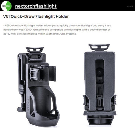 NEXTORCH V51 Quick - Draw Tactical Flashlight Holster - Emergency Gear Backpack
