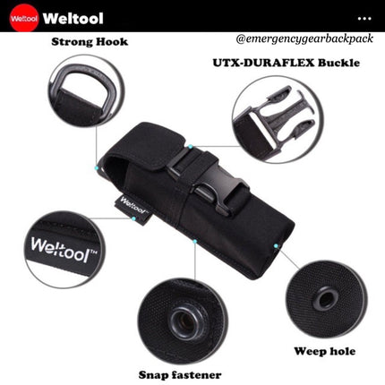 Weltool FH1 Tactical CORDURA Flashlight Holster - Emergency Gear Backpack