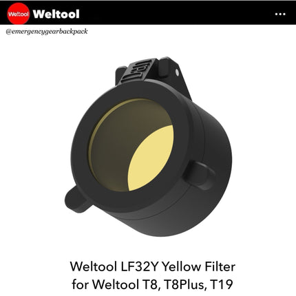 Weltool LF32Y Yellow Filter for T8/ T8Plus/ T19 - Emergency Gear Backpack
