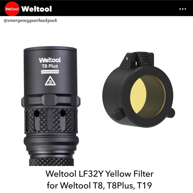 Weltool LF32Y Yellow Filter for T8/ T8Plus/ T19 - Emergency Gear Backpack