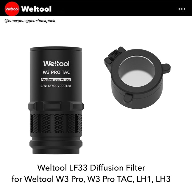Weltool LF33 Diffusion filter for W3Pro/ W3Pro TAC - Emergency Gear Backpack