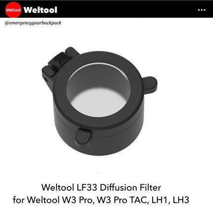 Weltool LF33 Diffusion filter for W3Pro/ W3Pro TAC - Emergency Gear Backpack