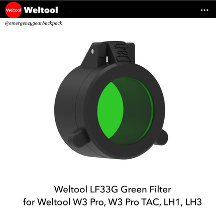 Weltool LF33G Green Filter for W3Pro/ W3Pro TAC - Emergency Gear Backpack