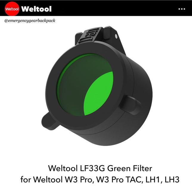 Weltool LF33G Green Filter for W3Pro/ W3Pro TAC - Emergency Gear Backpack