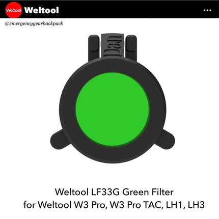 Weltool LF33G Green Filter for W3Pro/ W3Pro TAC - Emergency Gear Backpack