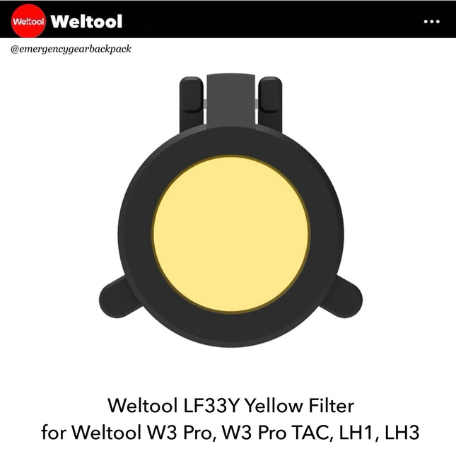 Weltool LF33Y Yellow Filter for W3Pro/ W3Pro TAC - Emergency Gear Backpack