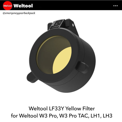 Weltool LF33Y Yellow Filter for W3Pro/ W3Pro TAC - Emergency Gear Backpack