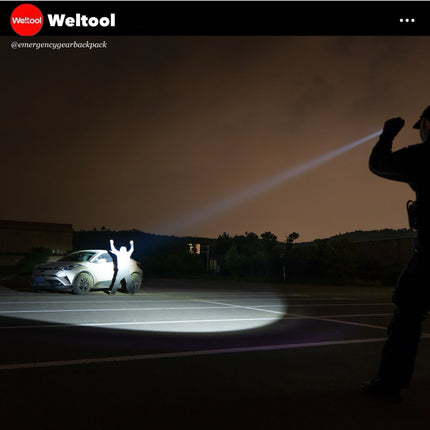 Weltool LH1 Head 686 Lumens 89,600CD 597M Tactical Flashlight - Emergency Gear Backpack