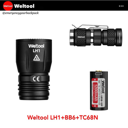 Weltool LH1 Head 686 Lumens 89,600CD 597M Tactical Flashlight - Emergency Gear Backpack