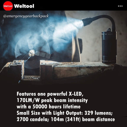 Weltool M3 Magnetic Base Work Light - Emergency Gear Backpack